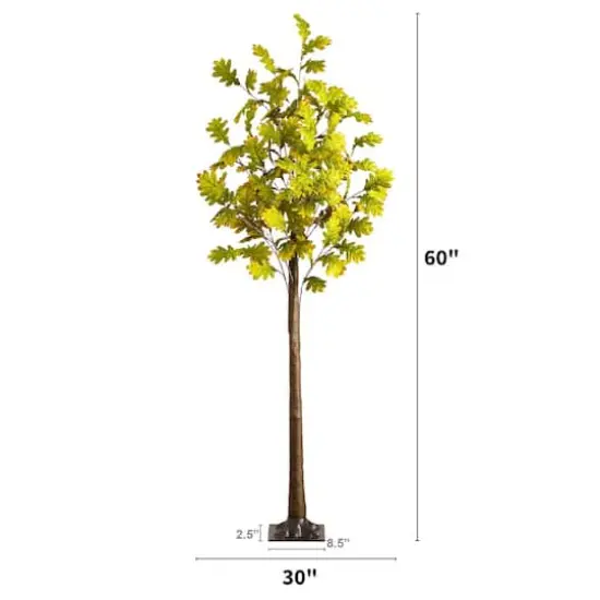 5ft. Pre-Lit Green Autumn Oak Artificial Fall Tree with 200 Warm White LED Lights {3}