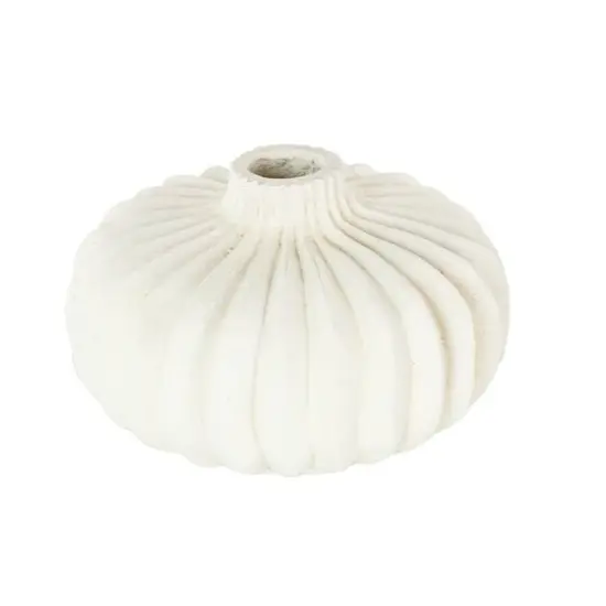 14" White Magnesium Oxide Short Wide Decorative Vase {7}