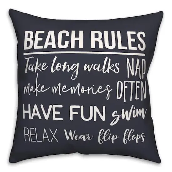 Beach Rules Throw Pillow Navy {1}