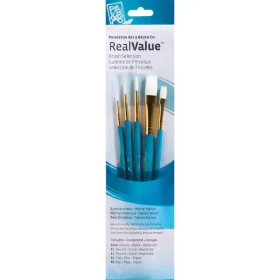 Princeton&trade; RealValue&trade; White Taklon 5 Piece Brush Set {1}