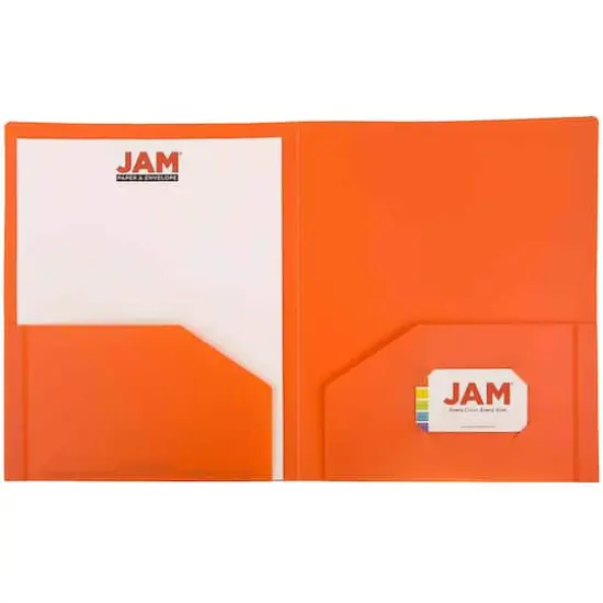 JAM Paper Heavy Duty Plastic 2-Pocket Folders, 6ct. Orange {5}