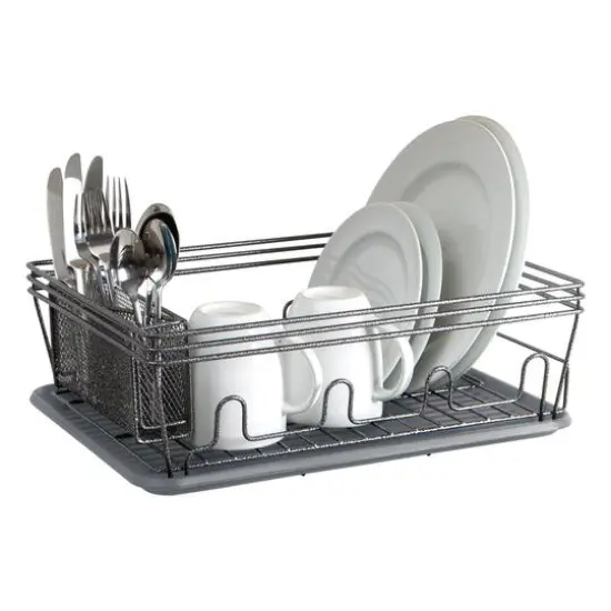 Laura Ashley Gray Speckled Dish Rack Set {1}