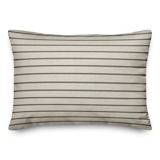 Thin Gray Stripes On Linen Pillow 4 14" x 20" Throw Pillow {1}