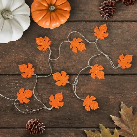 5.5ft. Orange 10ct. LED Fall Harvest Maple Leaf Fairy Lights {3}