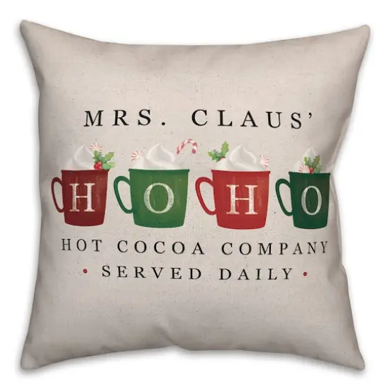 Mrs Claus Hoho Cocoa 18x18 Throw Pillow {3}