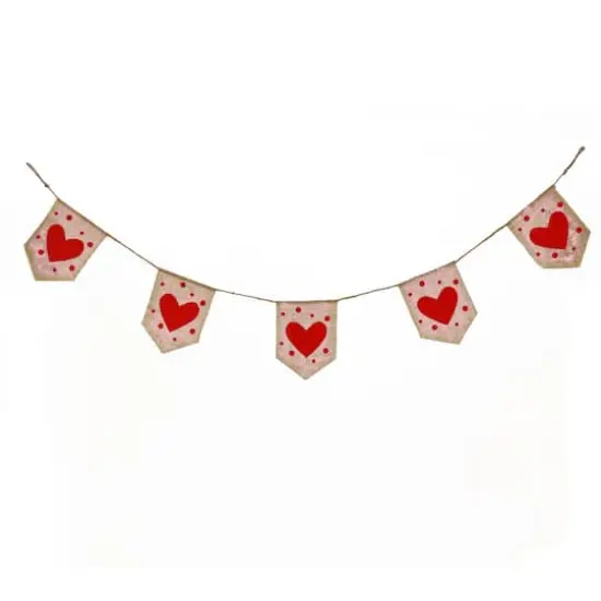 6ft. Red Hearts & Dots Valentine's Day Jute Garland {1}