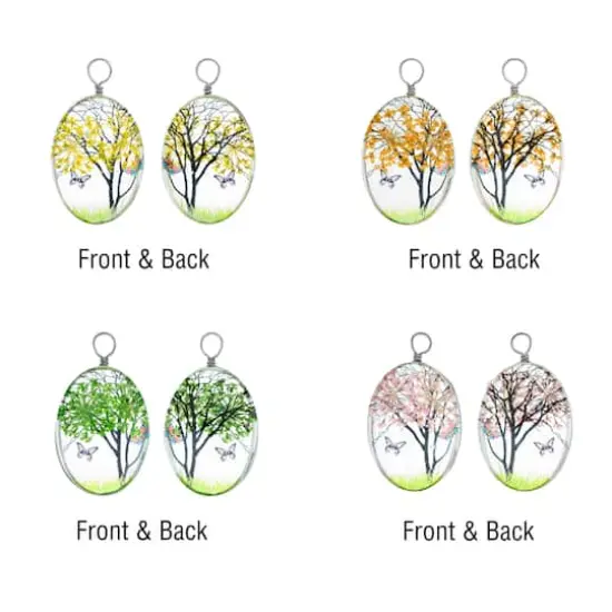 John Bead 22mm x 30mm Dried Flower Assorted Pendants {3}