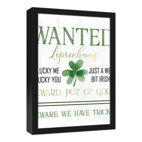 Leprechauns Wanted 17.73" x 17.73" Black Framed Canvas {3}