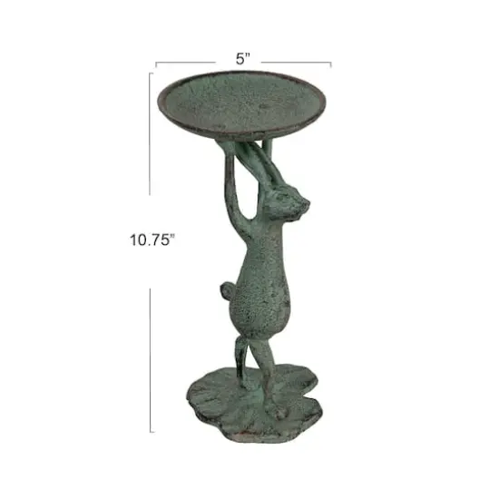 Hello Honey&reg; 10.8" Patina Finish Cast Iron Rabbit Pillar Candle Holder {4}