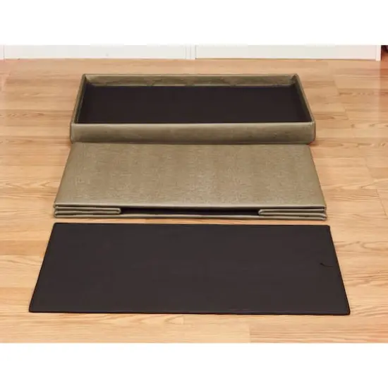 Simplify Metallic Brown Faux Leather Double Folding Storage Ottoman {6}