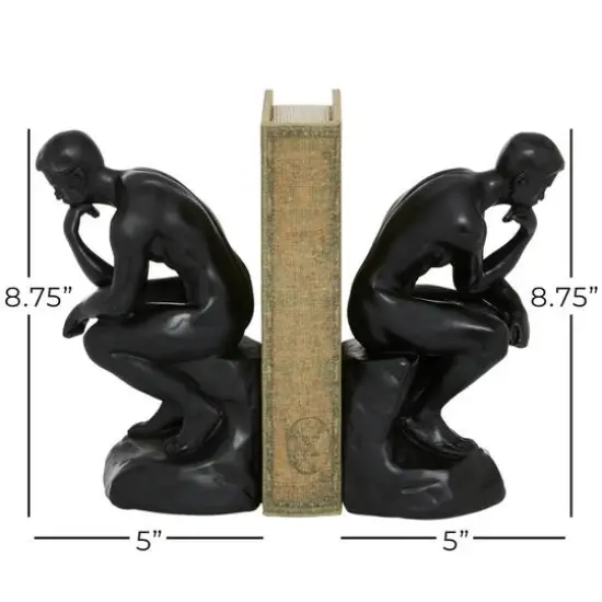 9" Black The Thinker Vintage Bookends {6}