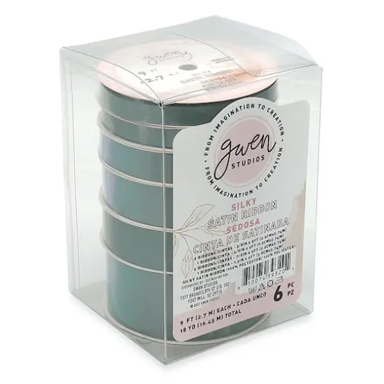 Gwen Studios 18yd. Satin Ribbon Set Sagebrush Green {4}