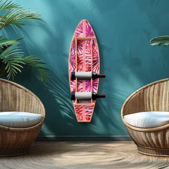 American Art Decor Tipsy Tropical Surfboard Wine Rack - 8" x 25.5" x 7.5"  {3}