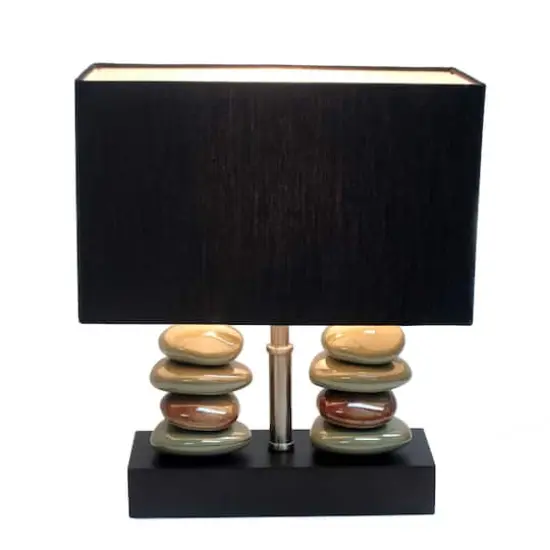 Elegant Designs&trade; 14" Rectangular Dual Stacked Stone Table Lamp with Black Shade {3}