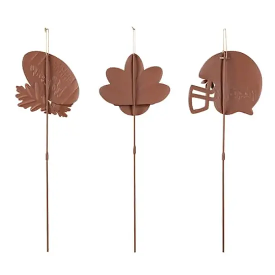 Glitzhome&reg; 24" Thanksgiving Metal Football & Turkey Yard Stakes Set {8}