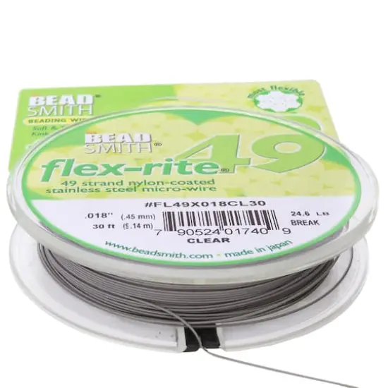 The Beadsmith&reg; Flex-rite&reg; 0.018" Clear 49 Strand Wire, 100ft. {6}