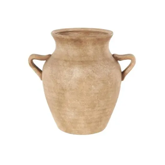 12.25" Copper Ceramic Antique Style Textured Vase with Handles {4}