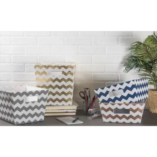 Polyester Chevron Trapezoid Bin Gray {7}