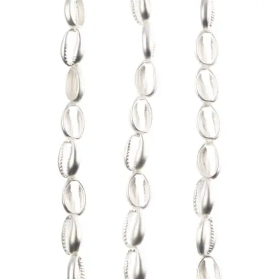 John Bead Matte Silver Metal Cowrie Beads, 16mm {3}