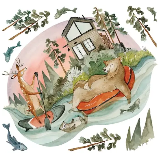 RoomMates Lazy River & Friends Peel & Stick Giant Wall Decal Set {1}