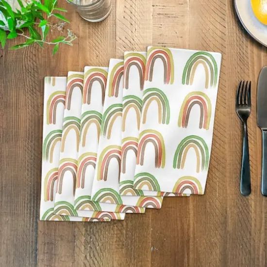 Straight Rainbow Pattern 10" x 10" Cotton Twill Napkin {4}