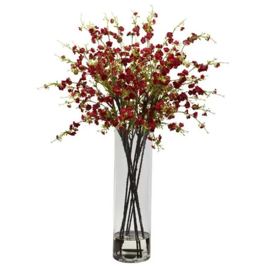 38" Red Giant Cherry Blossom Arrangement in Vase {1}