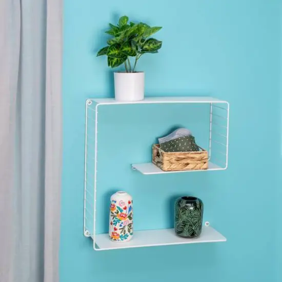 Honey Can Do White 3-Tier Floating Square Wall Shelf {3}