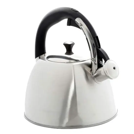Mr. Coffee Belgrove 2.5qt. Brushed Stainless Steel Whistling Tea Kettle with Nylon Handle {1}