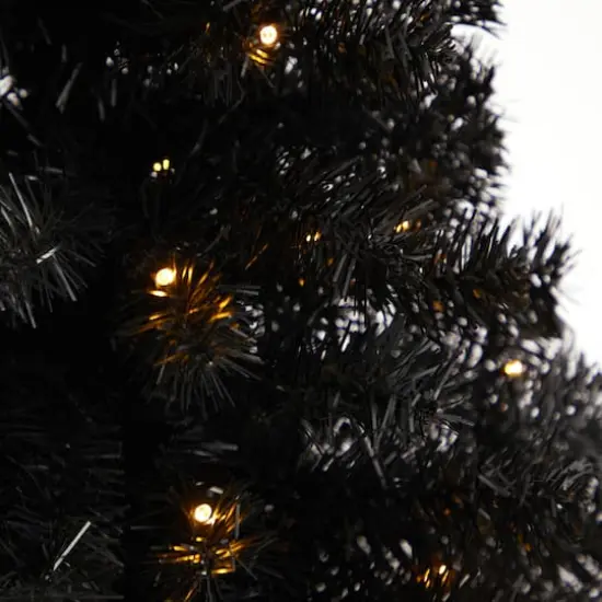 3ft. Pre-Lit Black Artificial Christmas Tree, Warm White LED Lights {5}