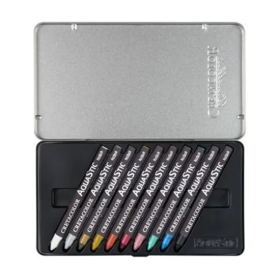 Cretacolor&reg; AquaStic 10 Color Metallic Oil Pastel Tin Set {3}