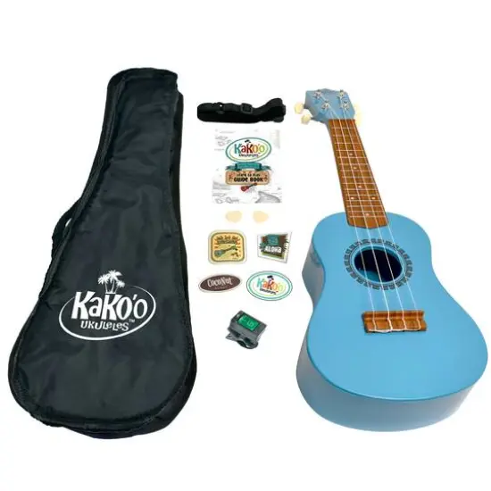 Salus KaKo'o 21" Pacific Blue Professional Wooden Ukulele Set {1}