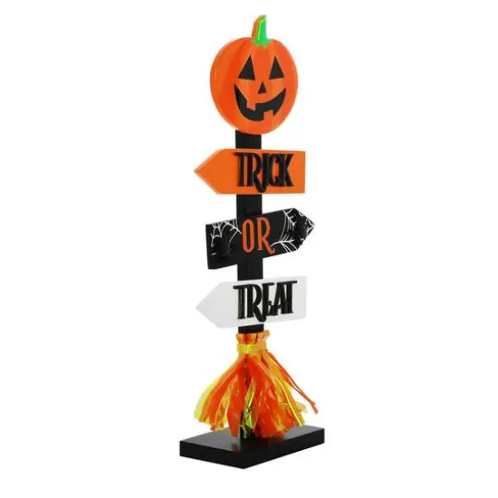 13" Jack-o'-Lantern Trick-or-Treat Tabletop Road Sign by Ashland&reg; {5}