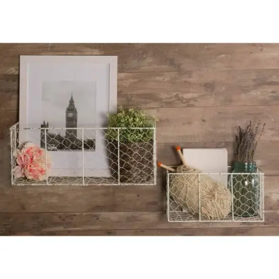 DII&reg; Small Antique White Wall Mount Chicken Wire Baskets, 2ct. {3}