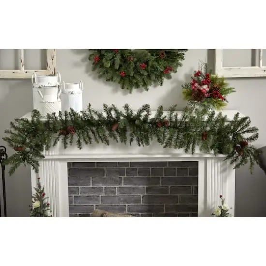 6ft. Pre-Lit Mixed Alaskan Pine & Pinecones Artificial Christmas Garland {5}
