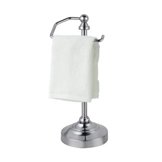 SunnyPoint 16.75" Satin Nickel Deluxe Free Standing Heavy Weighted Countertop Fingertip Towel Holder Stand {3}