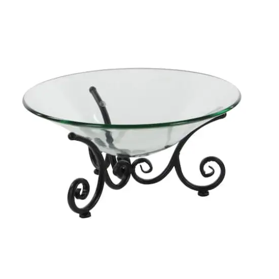 Clear Glass and Metal Traditional Serving Bowl, 8" x 17" x 17" {4}