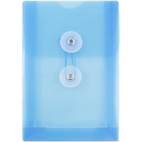 JAM Paper 4.25" x 6.25" Open End Plastic Envelopes with Button and String Closure, 24ct. Blue {4}