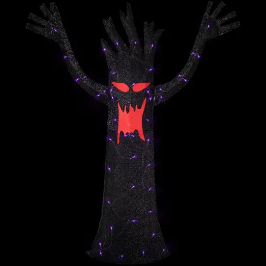 55" LED Lighted Black Terrifying Tree Outdoor Halloween Decoration {3}