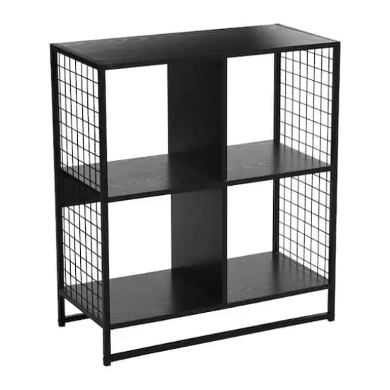 Household Essentials 28" 4-Compartment Trellis Storage Bookshelf Black {1}