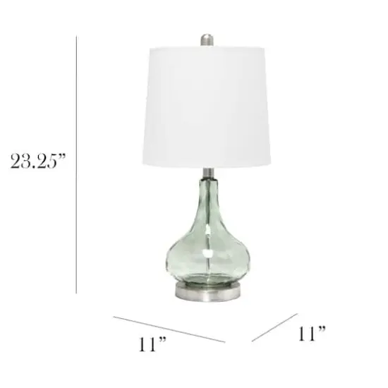 Lalia Home 23" Glass Table Lamp with White Fabric Shade Clear Sage {4}