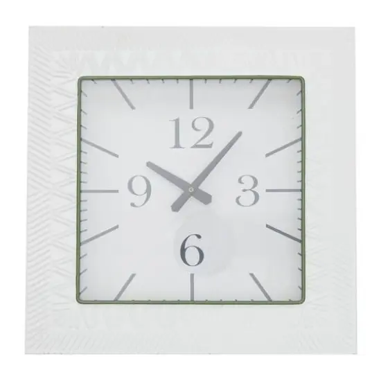 White Metal Modern Vintage Wall Clock, 12" x 3" x 12" {1}