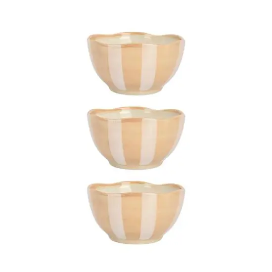 Hello Honey&reg; 5" Brown & White Striped Hand-Painted Stoneware Bowl, 3ct. {1}