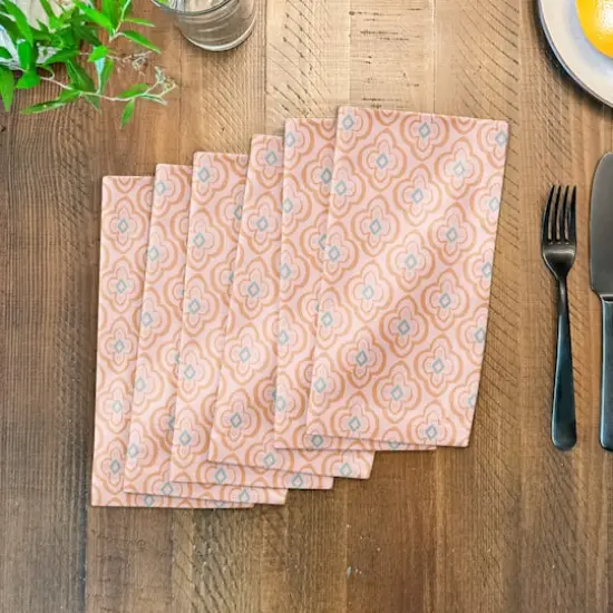 Quatre Cotton Twill Napkin Orange on Pink {4}