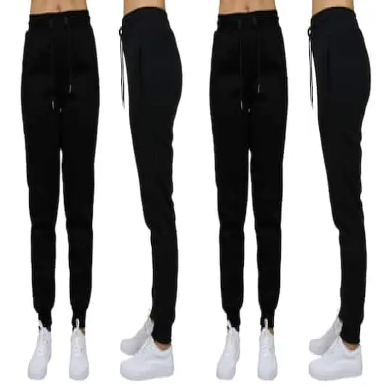 Galaxy by Harvic Women's Relaxed Fit Fleece-Lined Jogger Sweatpants 2 Pack Black/Black {1}