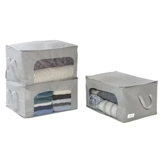 Honey Can Do Gray Clothes Storage Bags with Handles and Clear-View Windows, 3ct. {16}