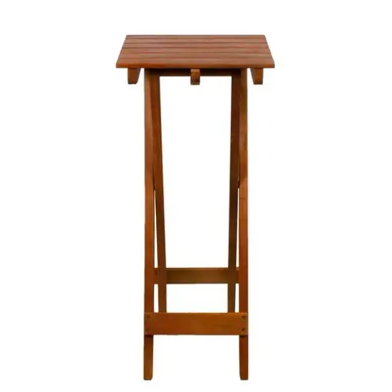26" Light Brown Acacia Wood Outdoor Folding Accent Table {3}