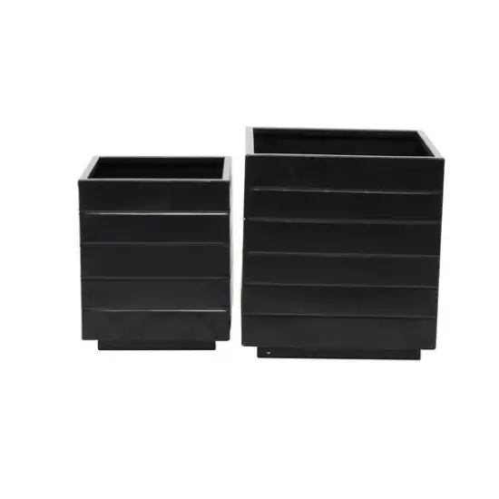 Black Modern Planter, Set of 2" 13", 10" {7}