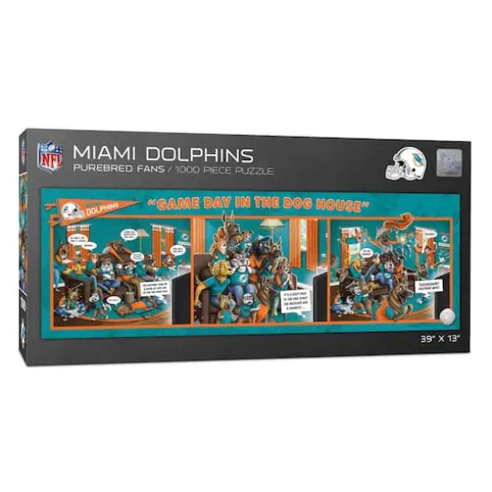 NFL Game Day in the Dog House 1,000 Piece Puzzle Miami Dolphins {1}