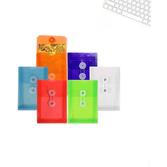 JAM Paper 4.25" x 6.25" Mixed Plastic Button String Open End Envelopes, 12ct. {3}