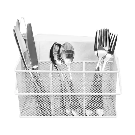 Sorbus Steel Mesh Utensils Caddy White {4}